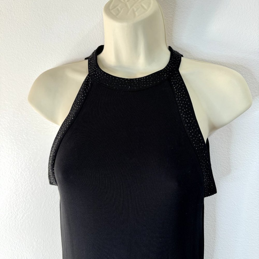 Lauren Ralph Lauren Black Midi Dress Size Large L Halter Gem Evening Formal - Picture 2 of 13